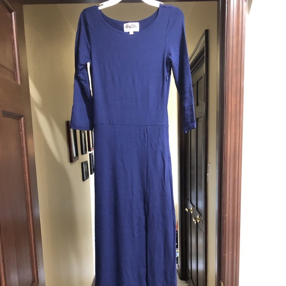 Navy Blue Sabo Skirt Maxi Dress Bodycon Size Small